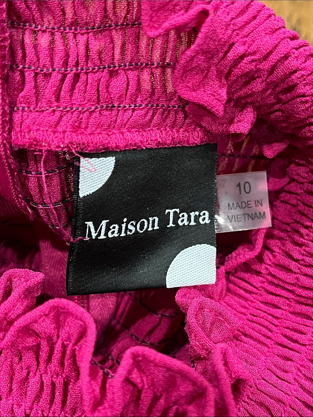 Maison Tara Fuchsia Tiered Ruffle Midi Dress - Picture 4 of 6